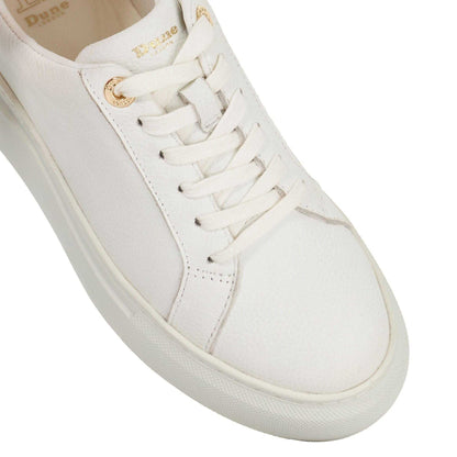 White - Lifestyle - Dune London Womens-Ladies Estrids Leather Lace Up Trainers