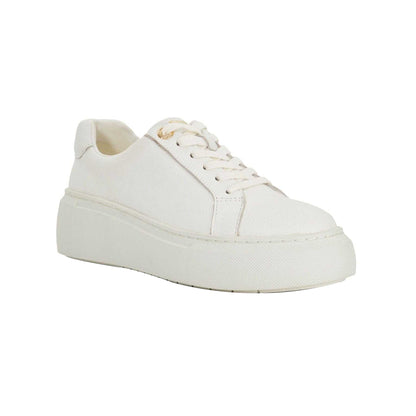 White - Front - Dune London Womens-Ladies Estrids Leather Lace Up Trainers