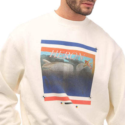 White-Navy - Side - Heron Preston Mens Misprinted Sweatshirt