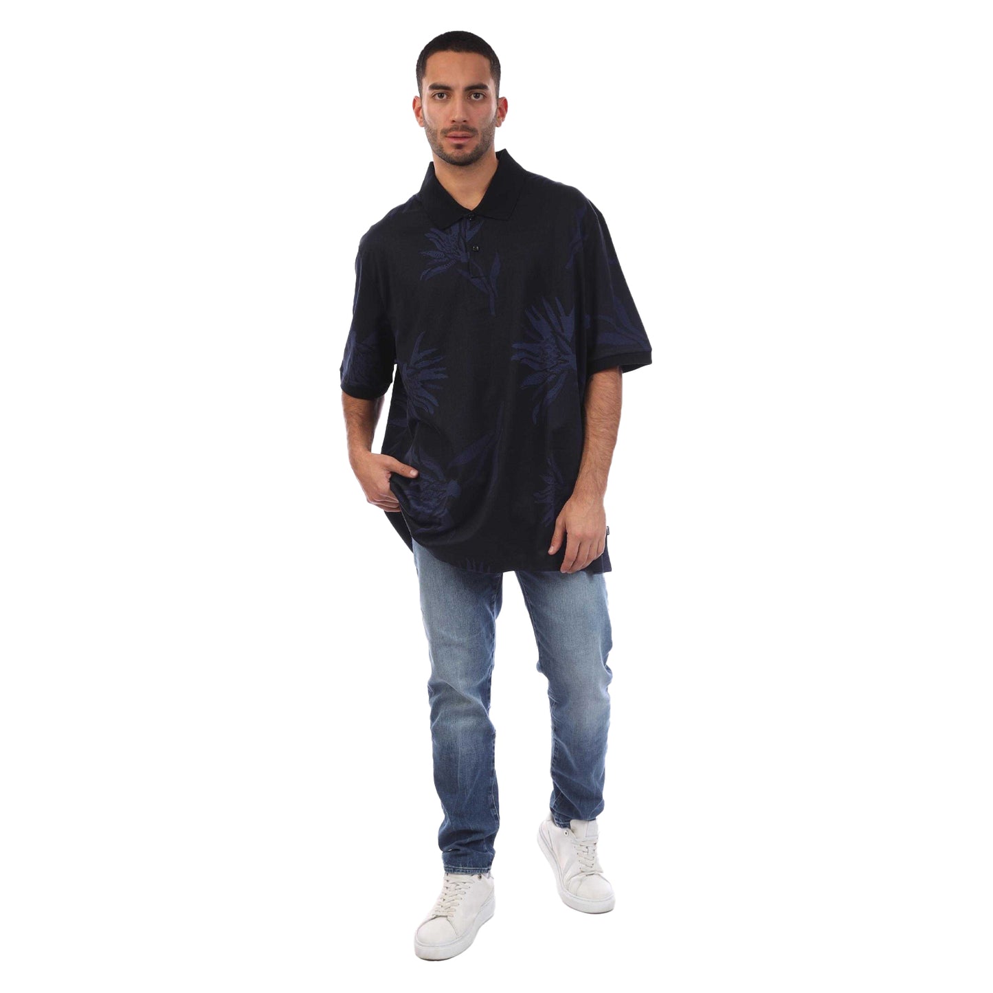 Blue - Lifestyle - Boss Mens C-Parris Floral Jacquard Polo Shirt