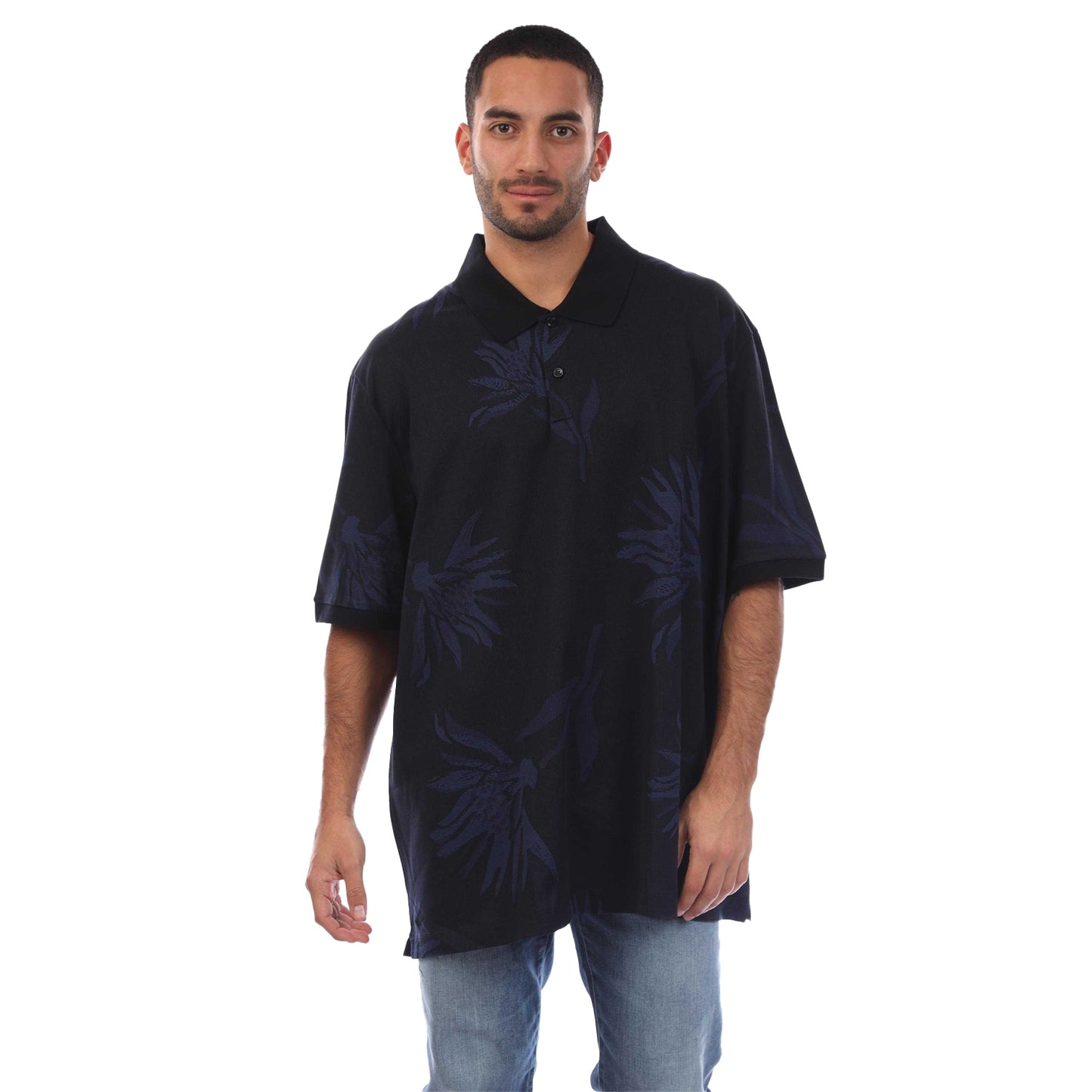 Blue - Front - Boss Mens C-Parris Floral Jacquard Polo Shirt