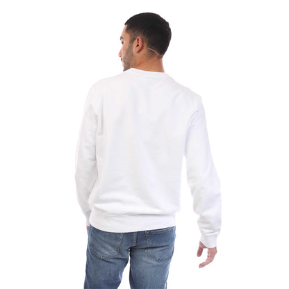 White - Back - Lacoste Mens Fleece Crew Neck Sweatshirt