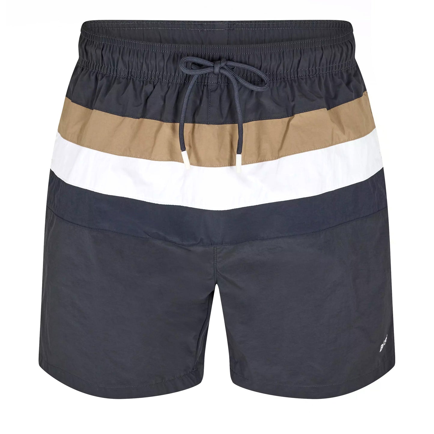 Navy - Front - Boss Mens Louis Stripe Swimming Trunks