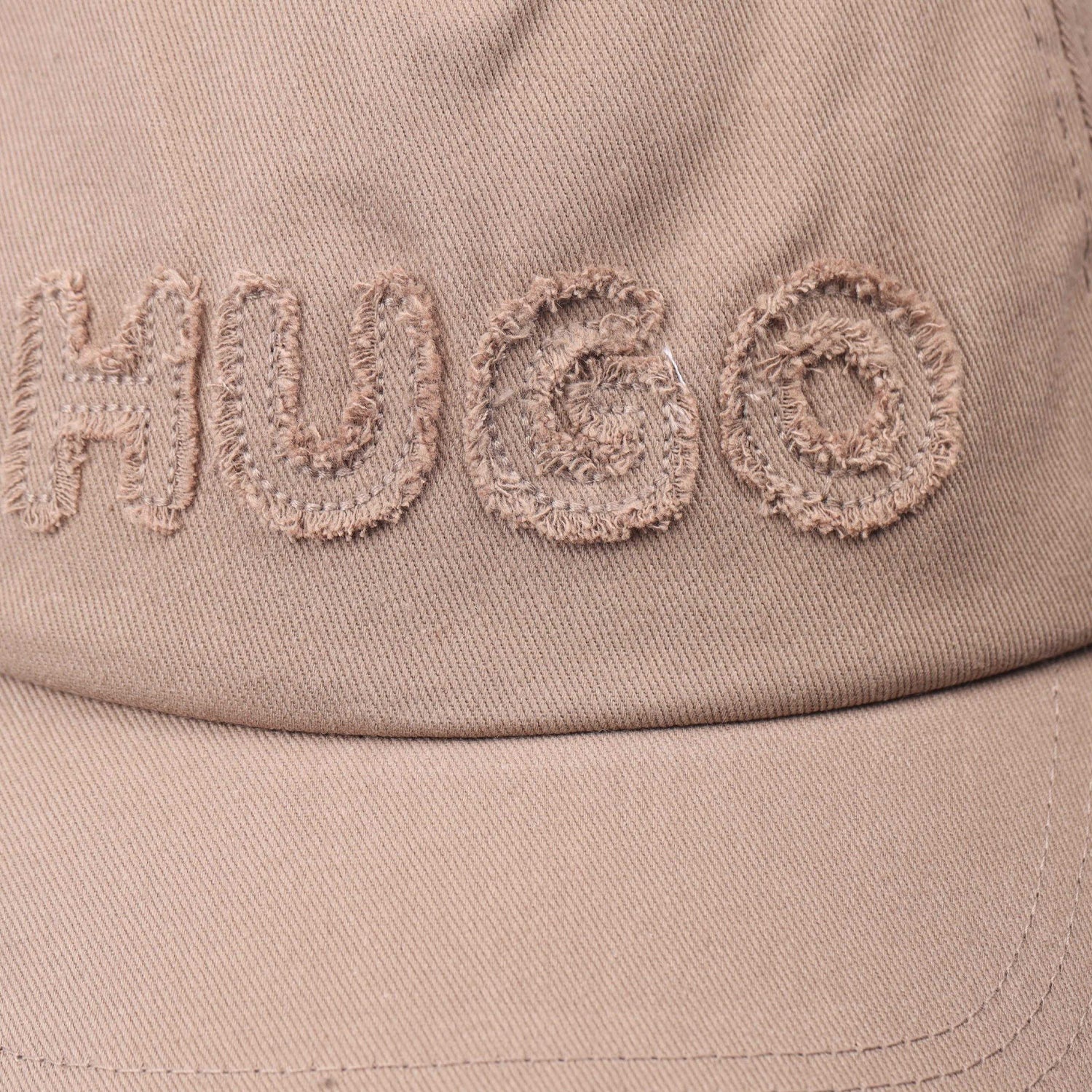 Beige - Pack Shot - Hugo Womens-Ladies Cara-FR Logo Raw Edge Baseball Cap