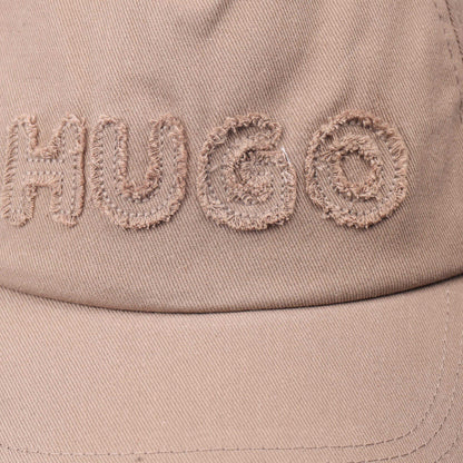 Beige - Pack Shot - Hugo Womens-Ladies Cara-FR Logo Raw Edge Baseball Cap