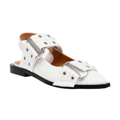 White - Front - Steve Madden Womens-Ladies Grand Ave Ecological Leather Ballet Flats