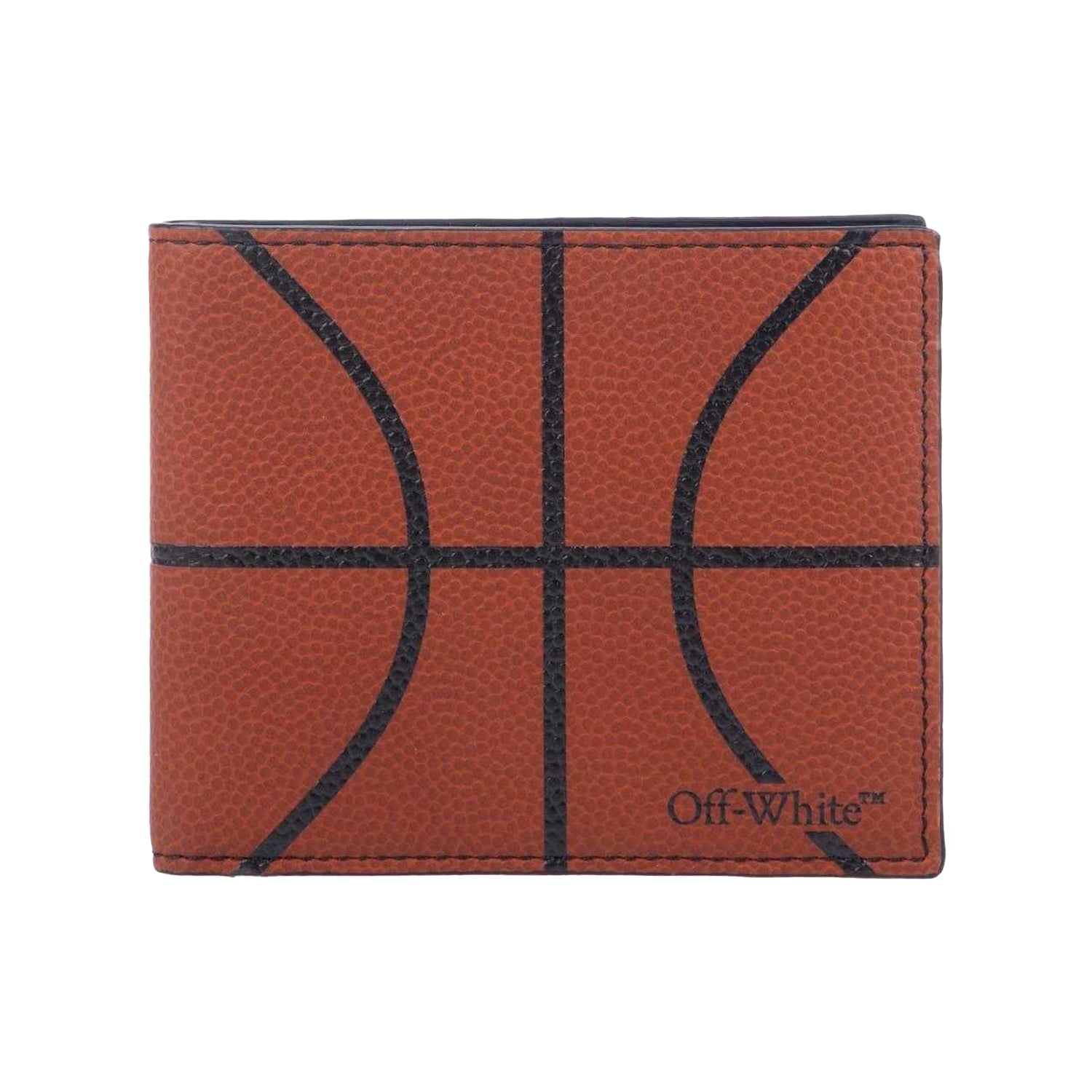 Orange-Black - Front - Off White Bifold Basketball Wallet