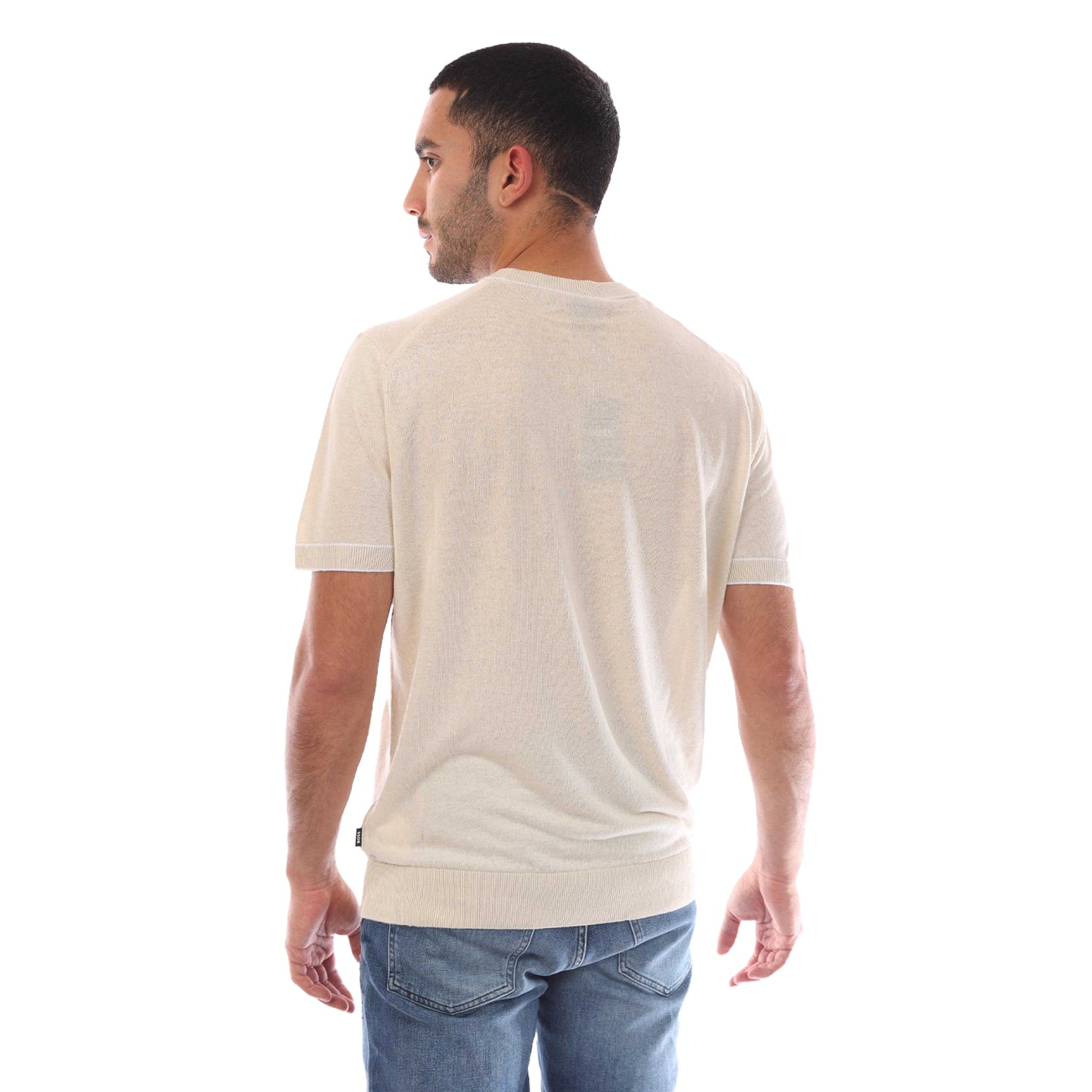 White - Back - Boss Mens H-Jiovanni Tipped Short-Sleeved Sweatshirt