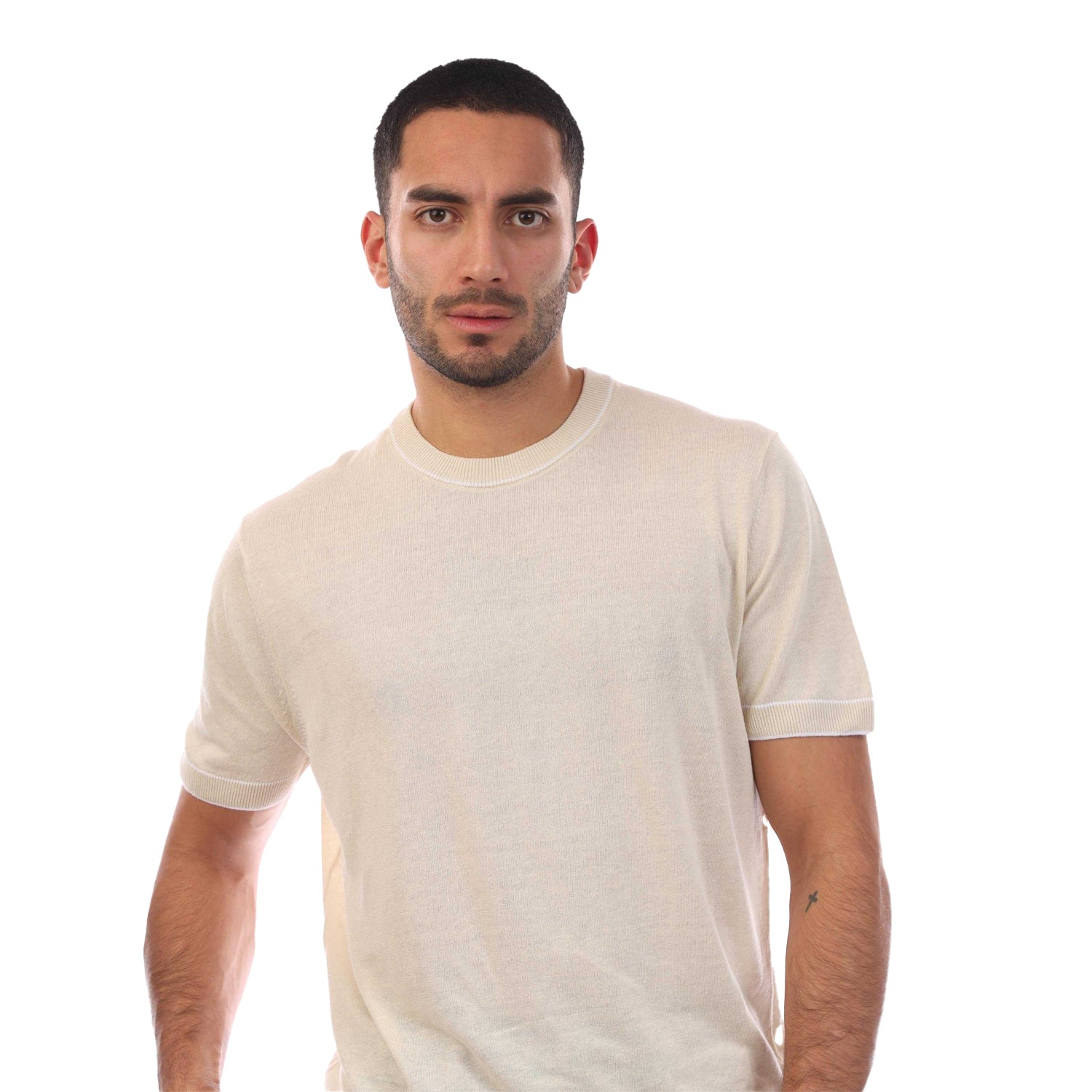 White - Side - Boss Mens H-Jiovanni Tipped Short-Sleeved Sweatshirt