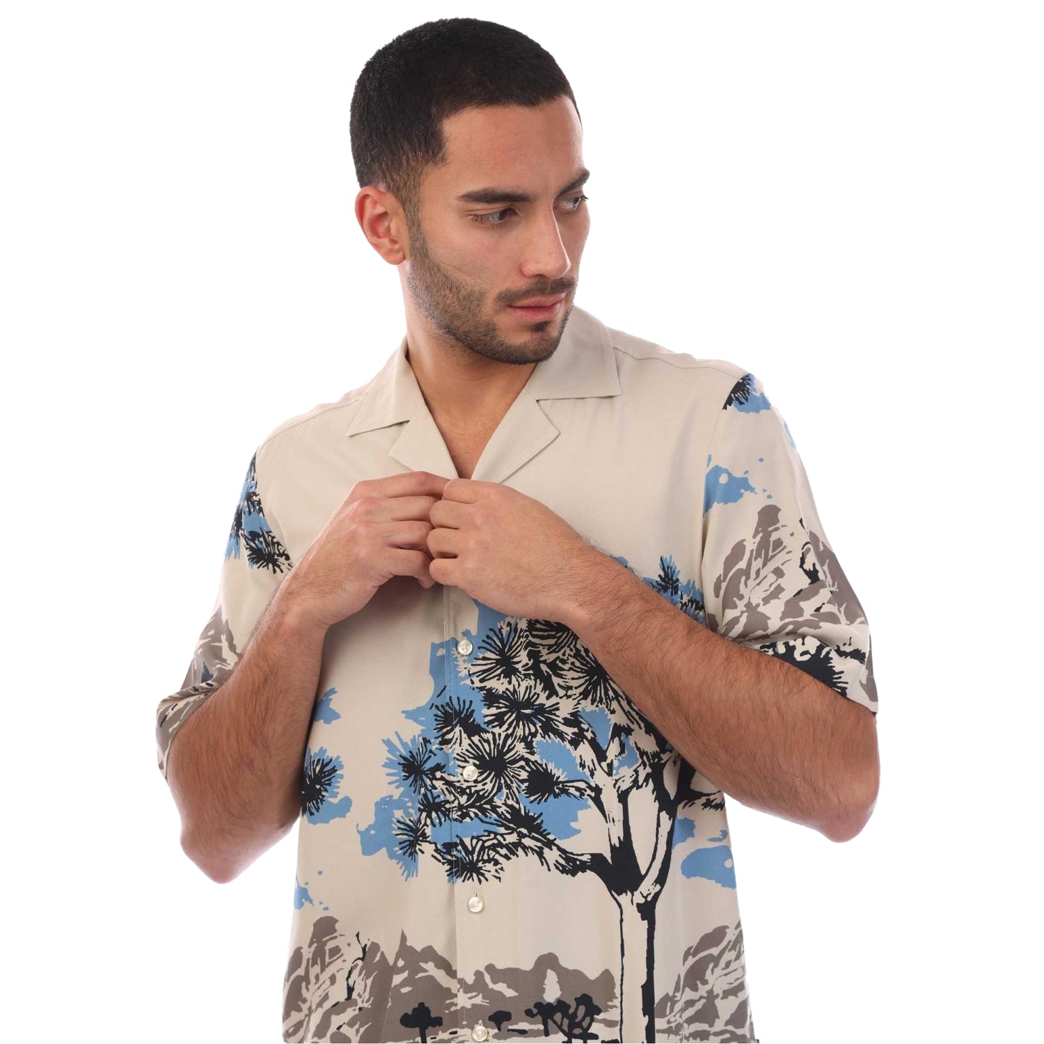 Beige - Side - Boss Mens Rayer Shirt