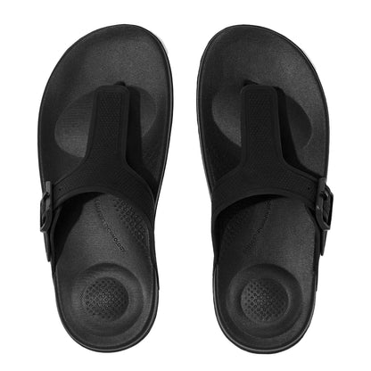 Black - Back - Fit Flop Womens-Ladies iQushion Flip Flops