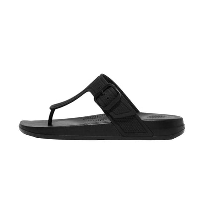 Black - Front - Fit Flop Womens-Ladies iQushion Flip Flops