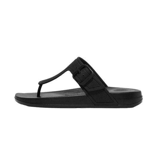 Black - Front - Fit Flop Womens-Ladies iQushion Flip Flops