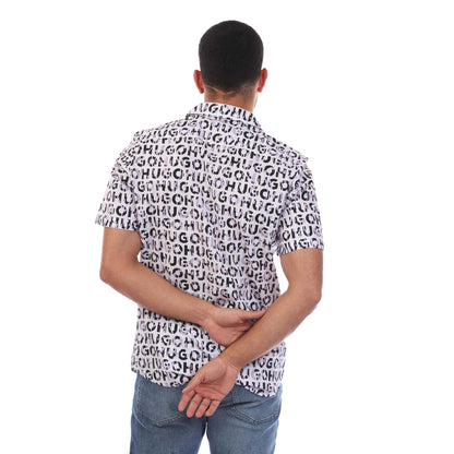 Purple - Back - Boss Mens Ellino Short-Sleeved Shirt