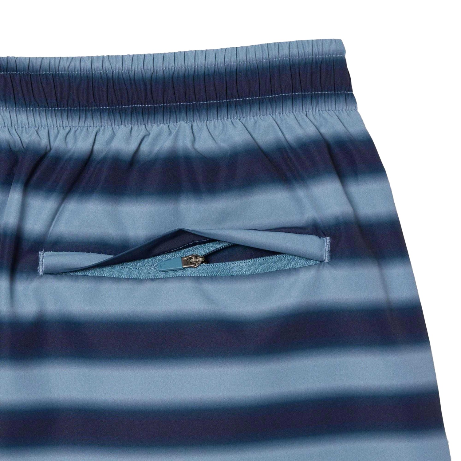 Blue - Side - Lacoste Mens Striped Swimming Trunks