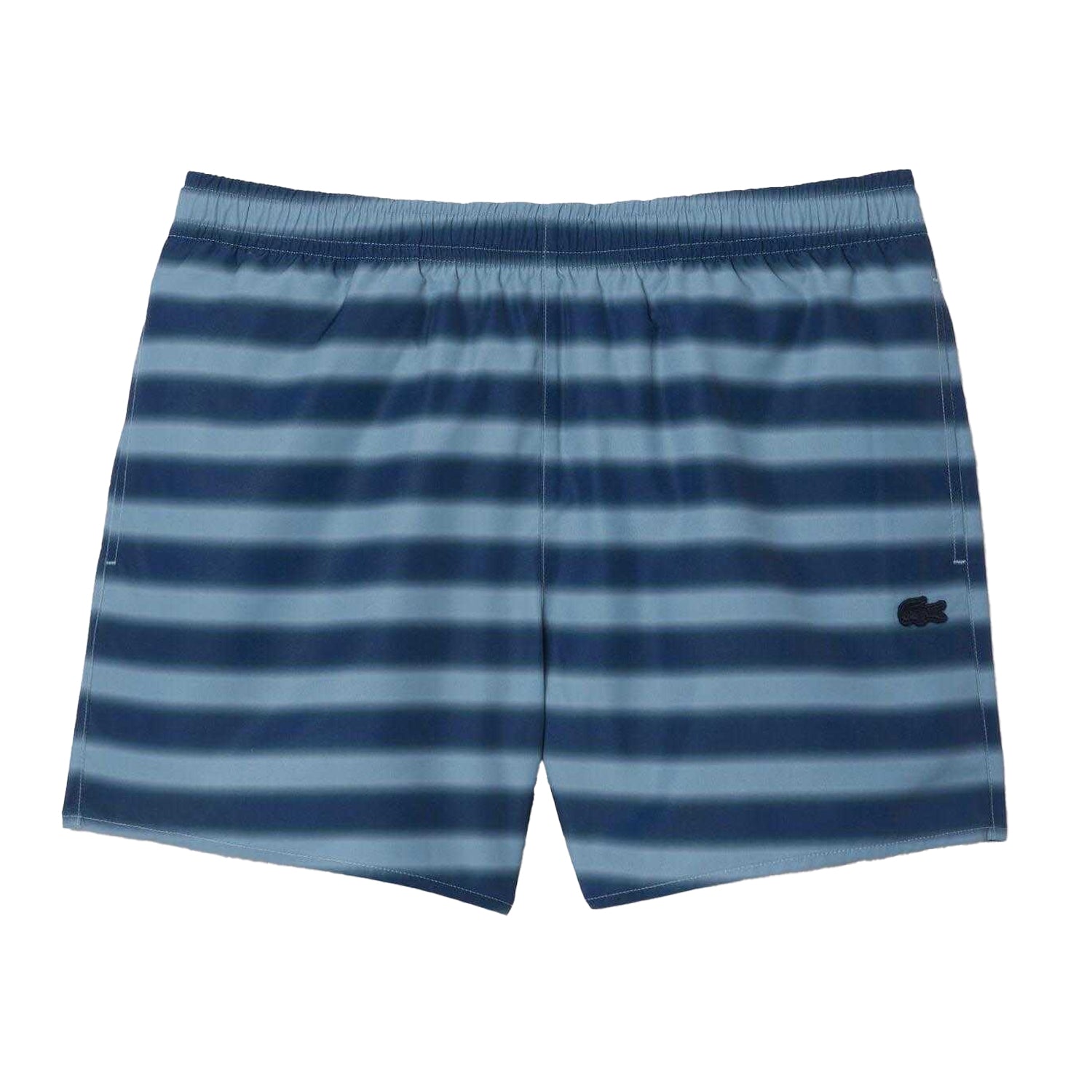Blue - Front - Lacoste Mens Striped Swimming Trunks