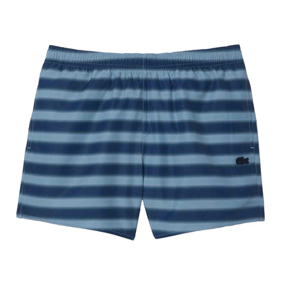 Blue - Front - Lacoste Mens Striped Swimming Trunks