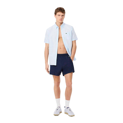 Navy - Pack Shot - Lacoste Mens Colour Block Swimming Trunks