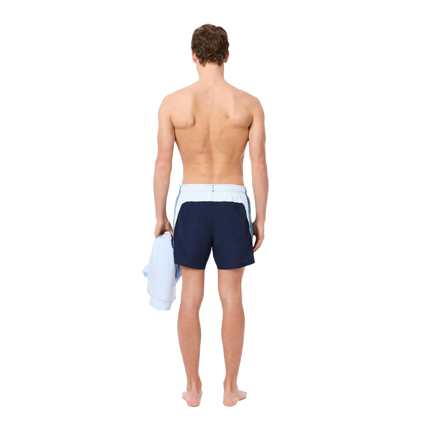 Navy - Close up - Lacoste Mens Colour Block Swimming Trunks
