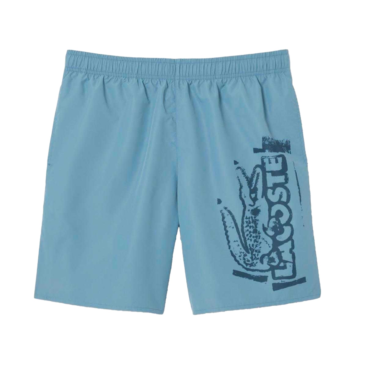Blue - Front - Lacoste Mens Brand Long Length Swimming Trunks