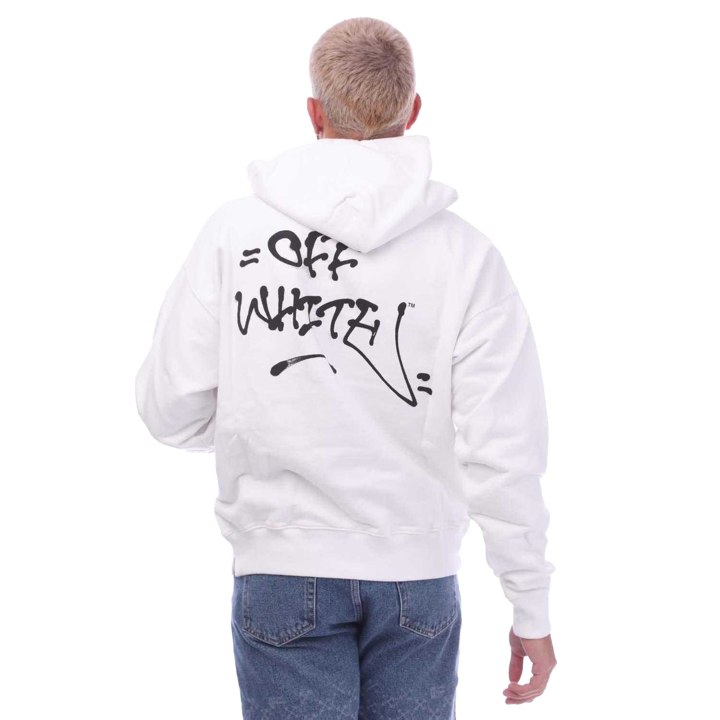 White-Pink - Back - Off White Mens 90´s DJ Slim Hoodie