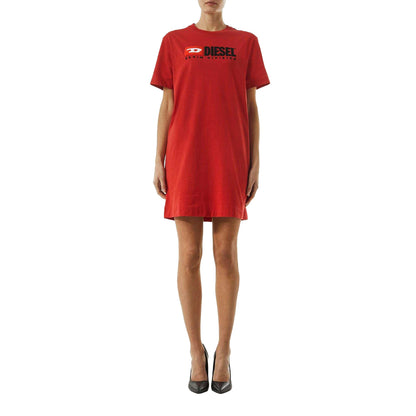 Red - Side - Diesel Womens-Ladies D-Egor-Div T-Shirt Dress