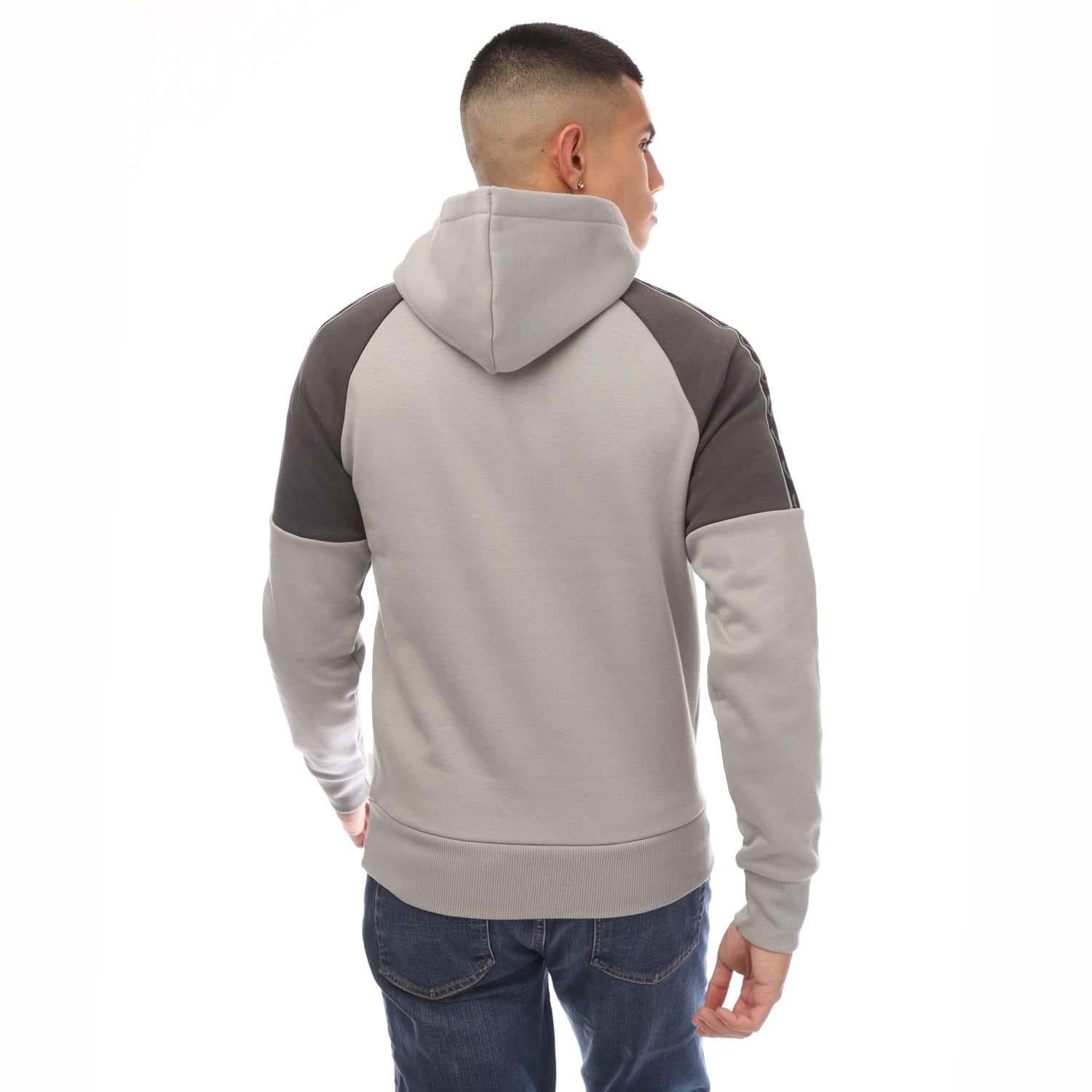 Grey - Back - Fred Perry Mens Circle Logo Hoodie