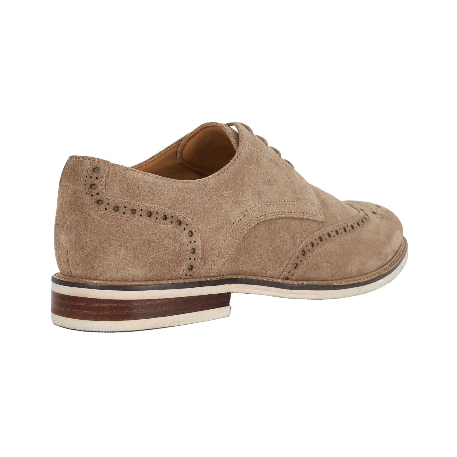 Beige - Back - Dune London Mens Stanford Leather Lace Up Brogues
