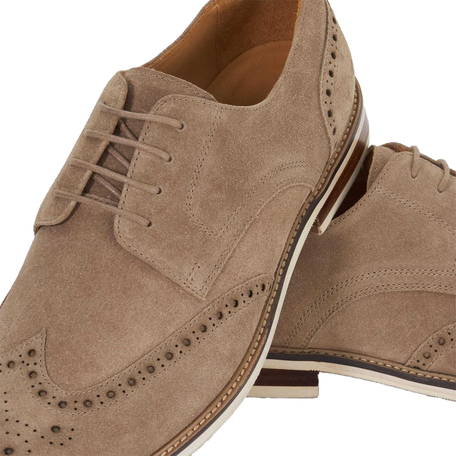 Beige - Pack Shot - Dune London Mens Stanford Leather Lace Up Brogues