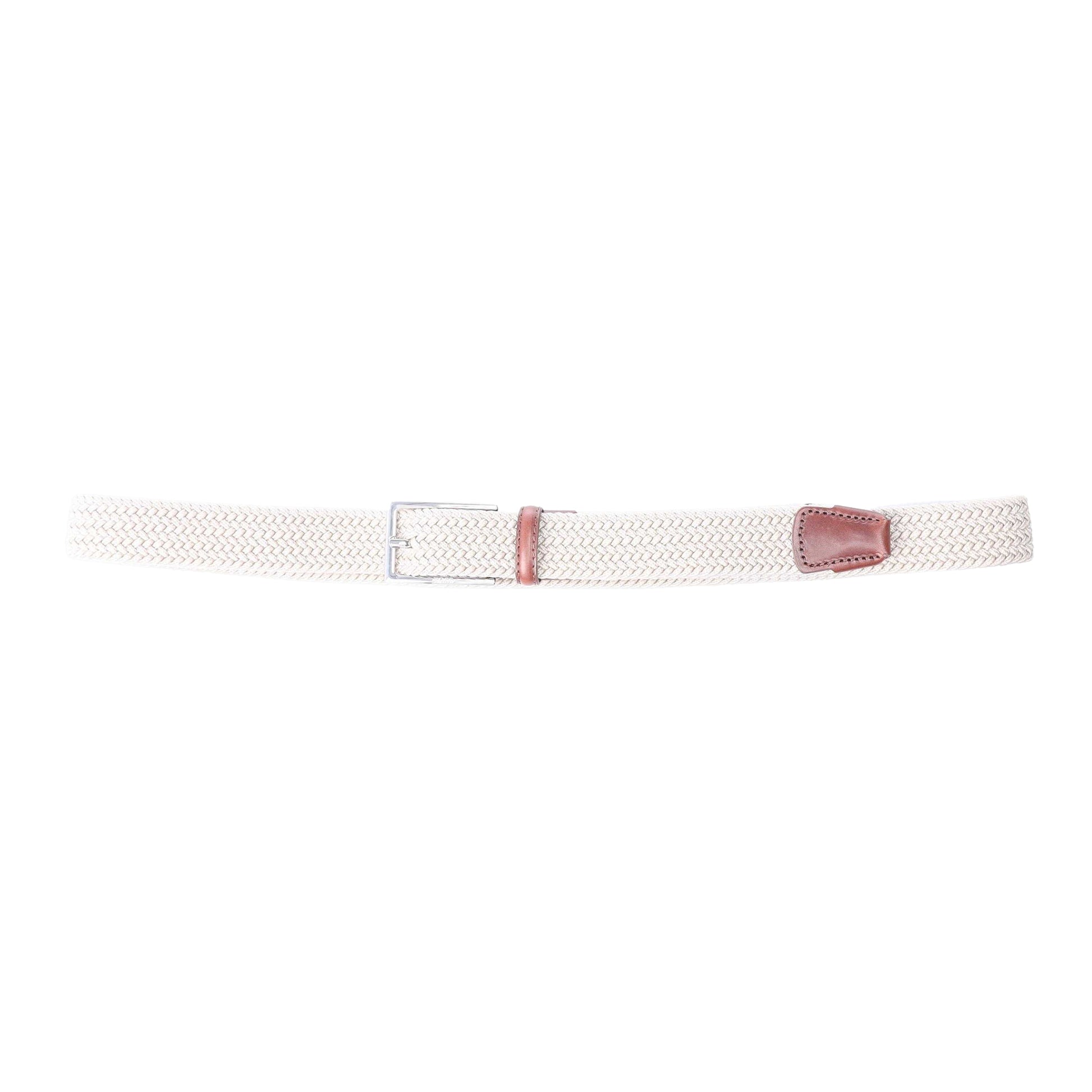 Beige - Back - Boss Clori Woven Leather Belt