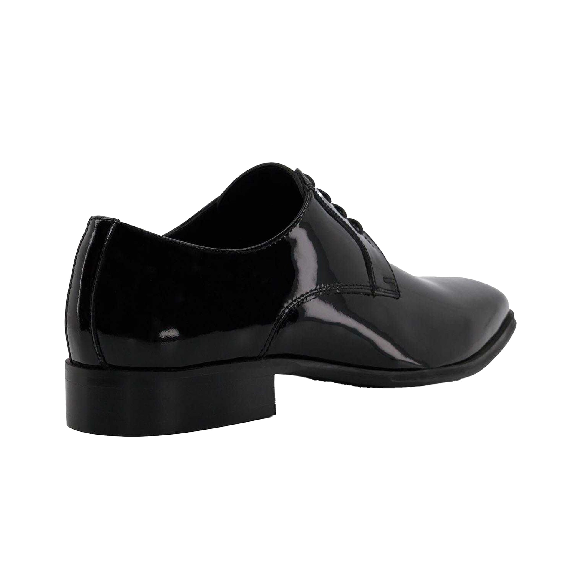 Black - Back - Dune London Mens Smart Patent Sheer Gibson Shoes