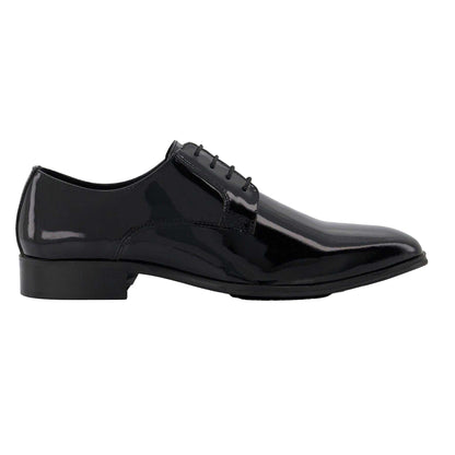 Black - Side - Dune London Mens Smart Patent Sheer Gibson Shoes