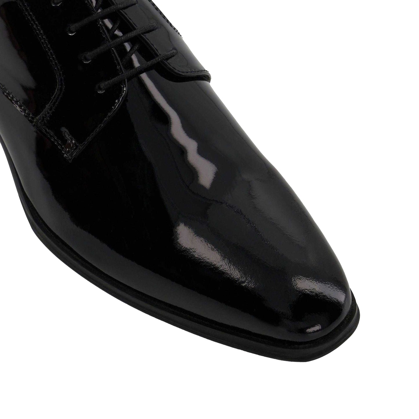 Black - Pack Shot - Dune London Mens Smart Patent Sheer Gibson Shoes