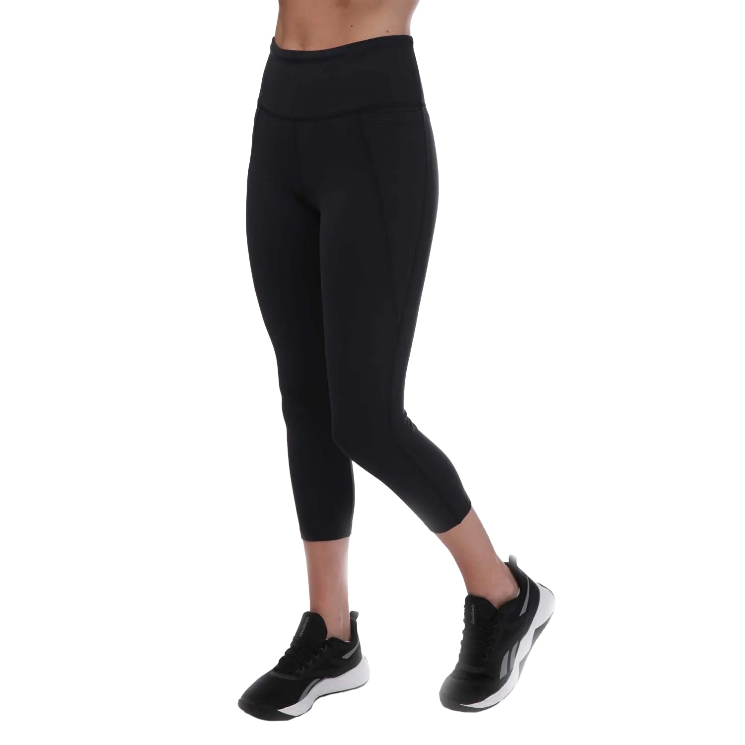 Black - Side - Reebok Womens-Ladies Lux High Rise 3-4 Leggings