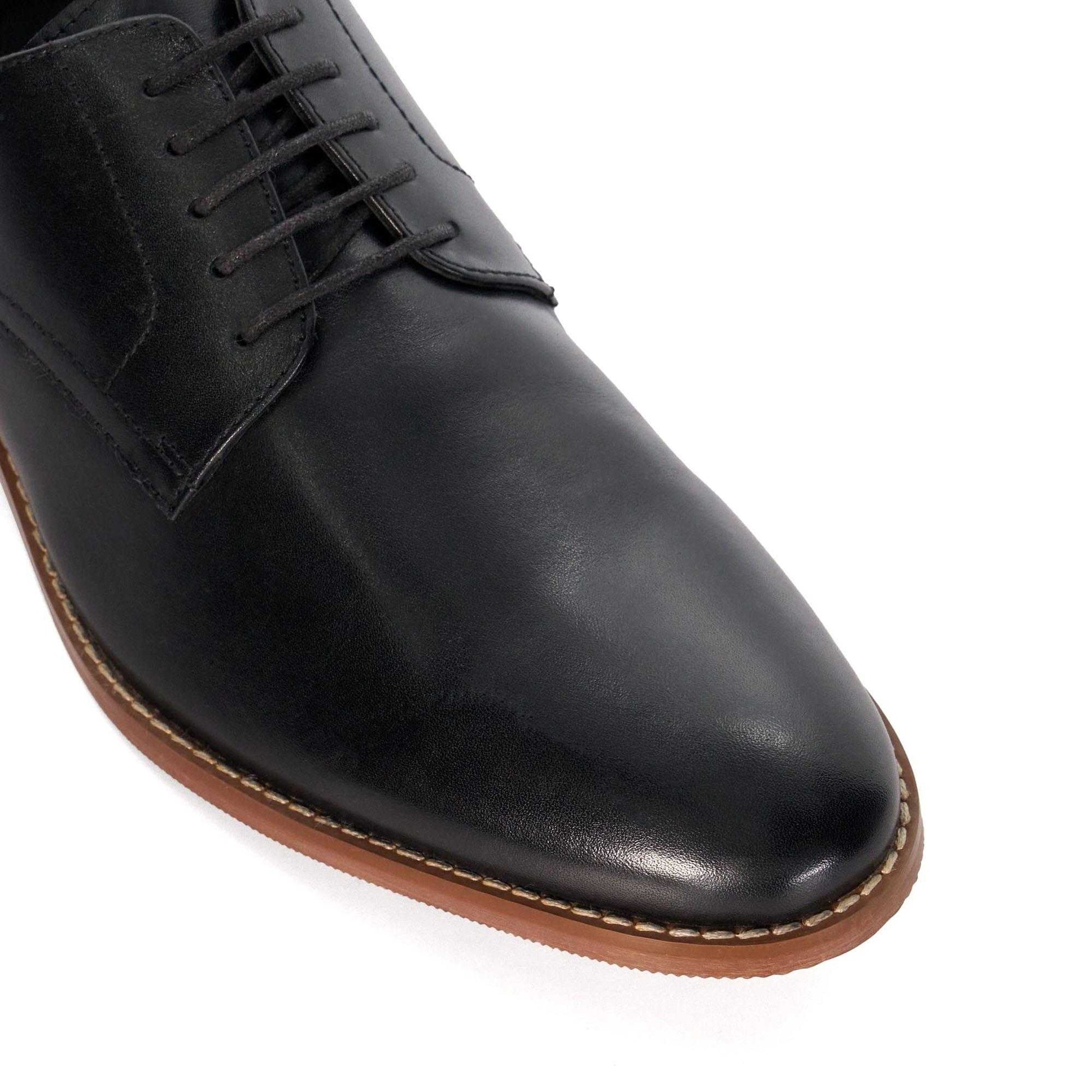 Black - Pack Shot - Dune London Mens Leather Derby Shoes