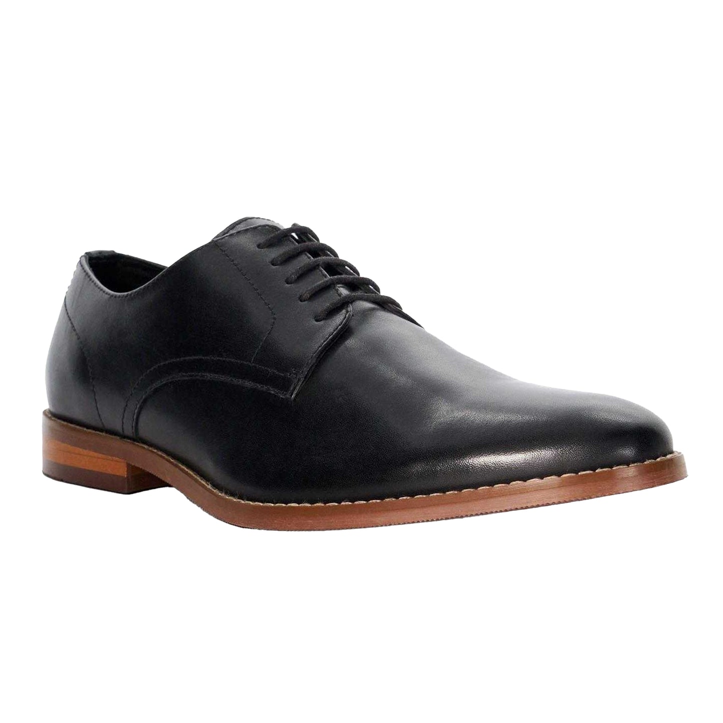 Black - Front - Dune London Mens Leather Derby Shoes