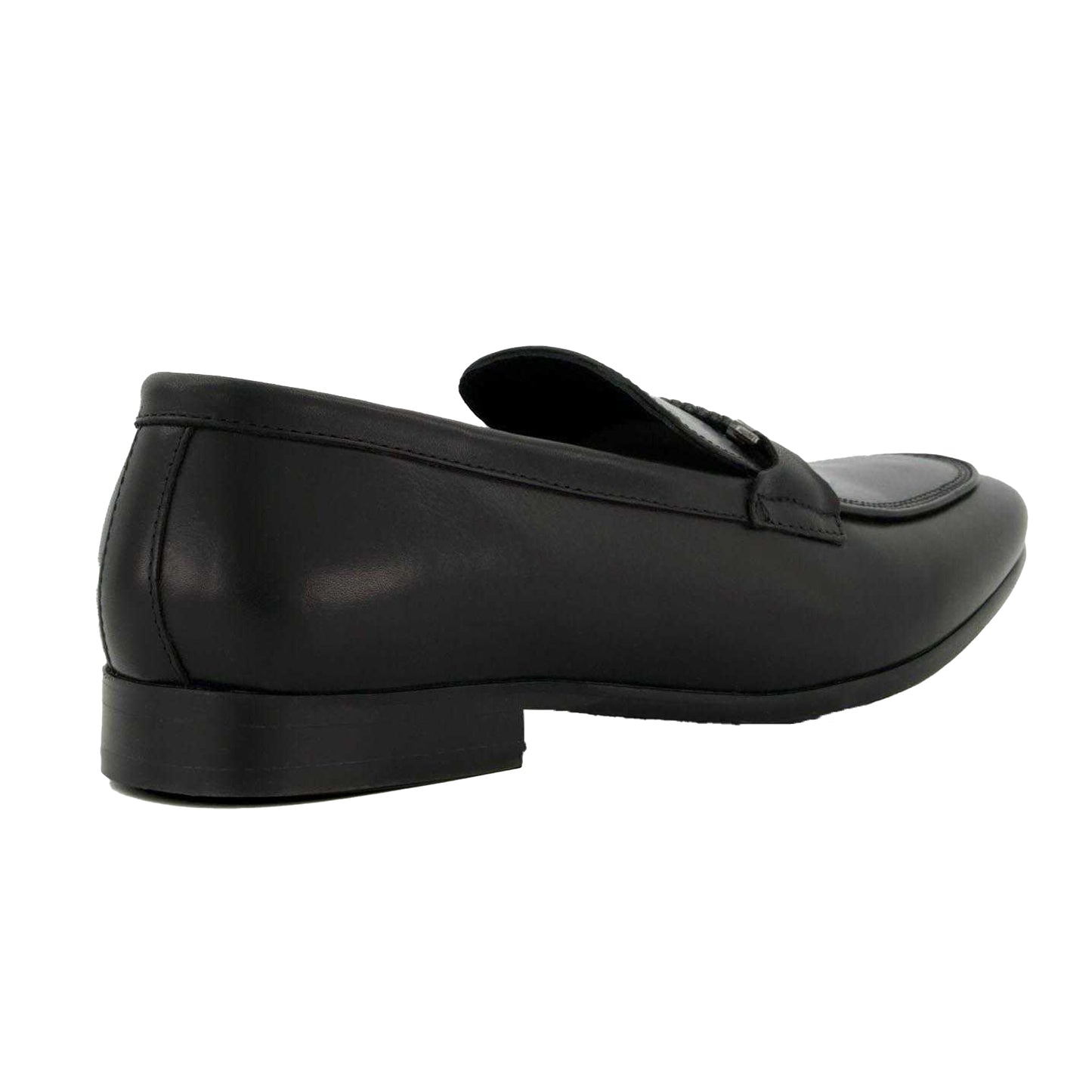 Black - Back - Dune London Mens Plaited Leather Snaffle Loafers