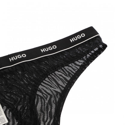 Black - Lifestyle - Hugo Womens-Ladies Lace Thong