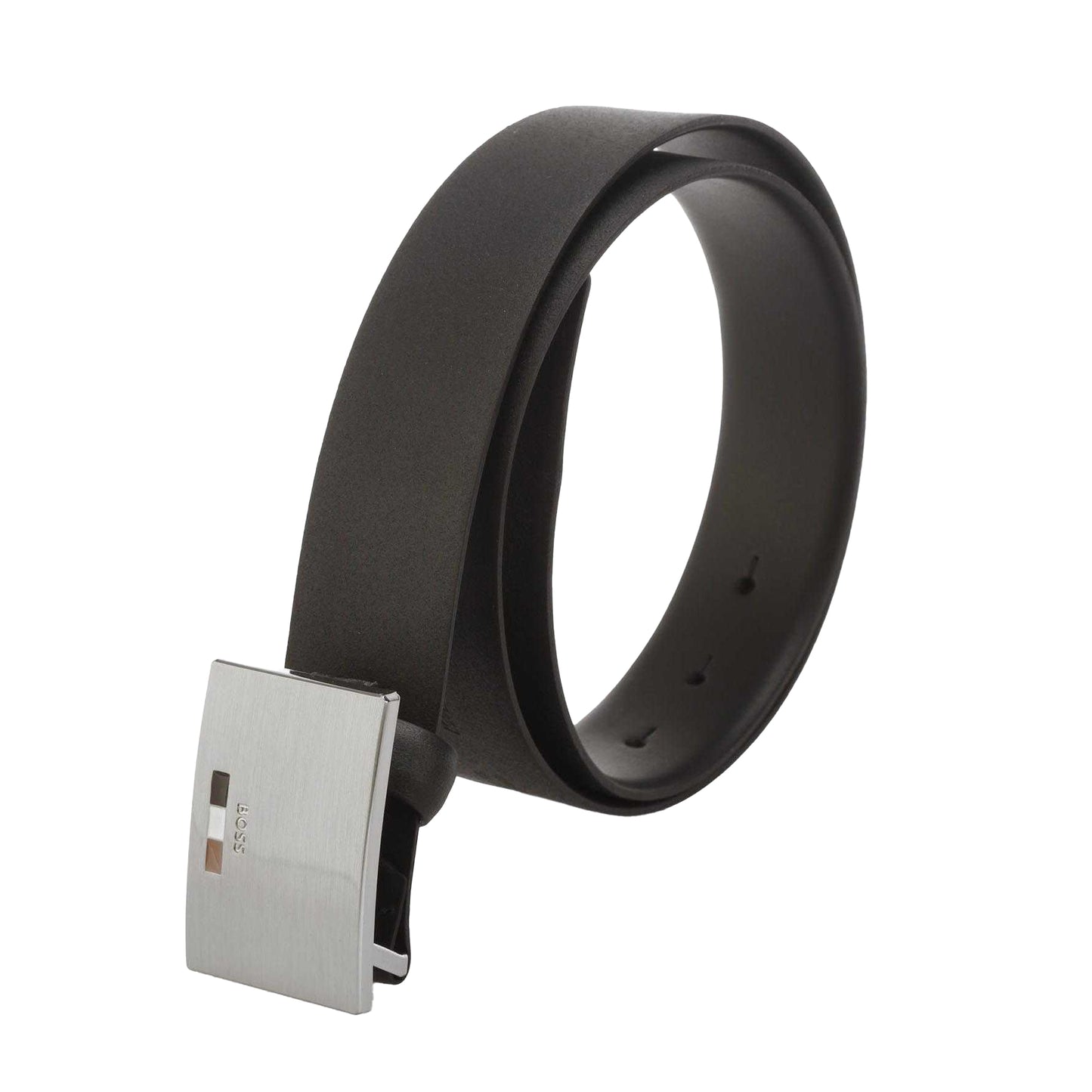 Black - Back - Boss Icon Leather Buckle Waist Belt