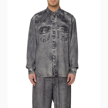 Black-Grey - Lifestyle - Diesel Mens S-Gils Denim Look Shirt