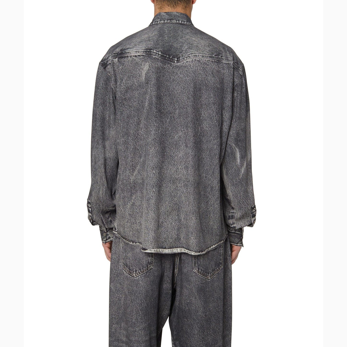 Black-Grey - Pack Shot - Diesel Mens S-Gils Denim Look Shirt
