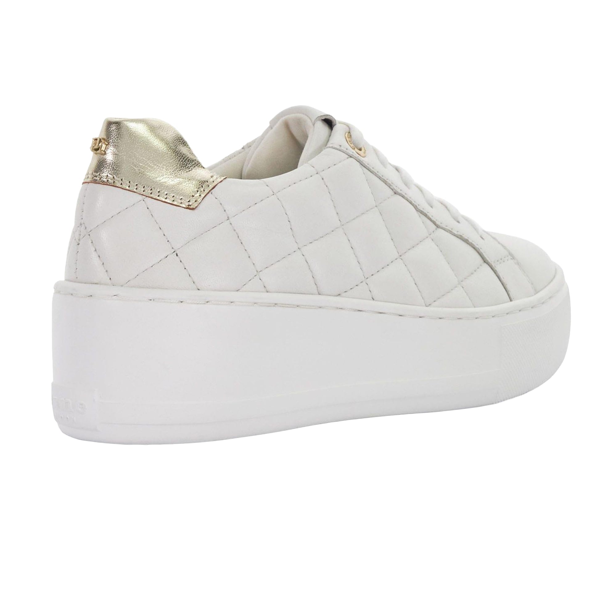 White - Back - Boss Womens-Ladies Elizas Quilted Leather Wedge Trainers