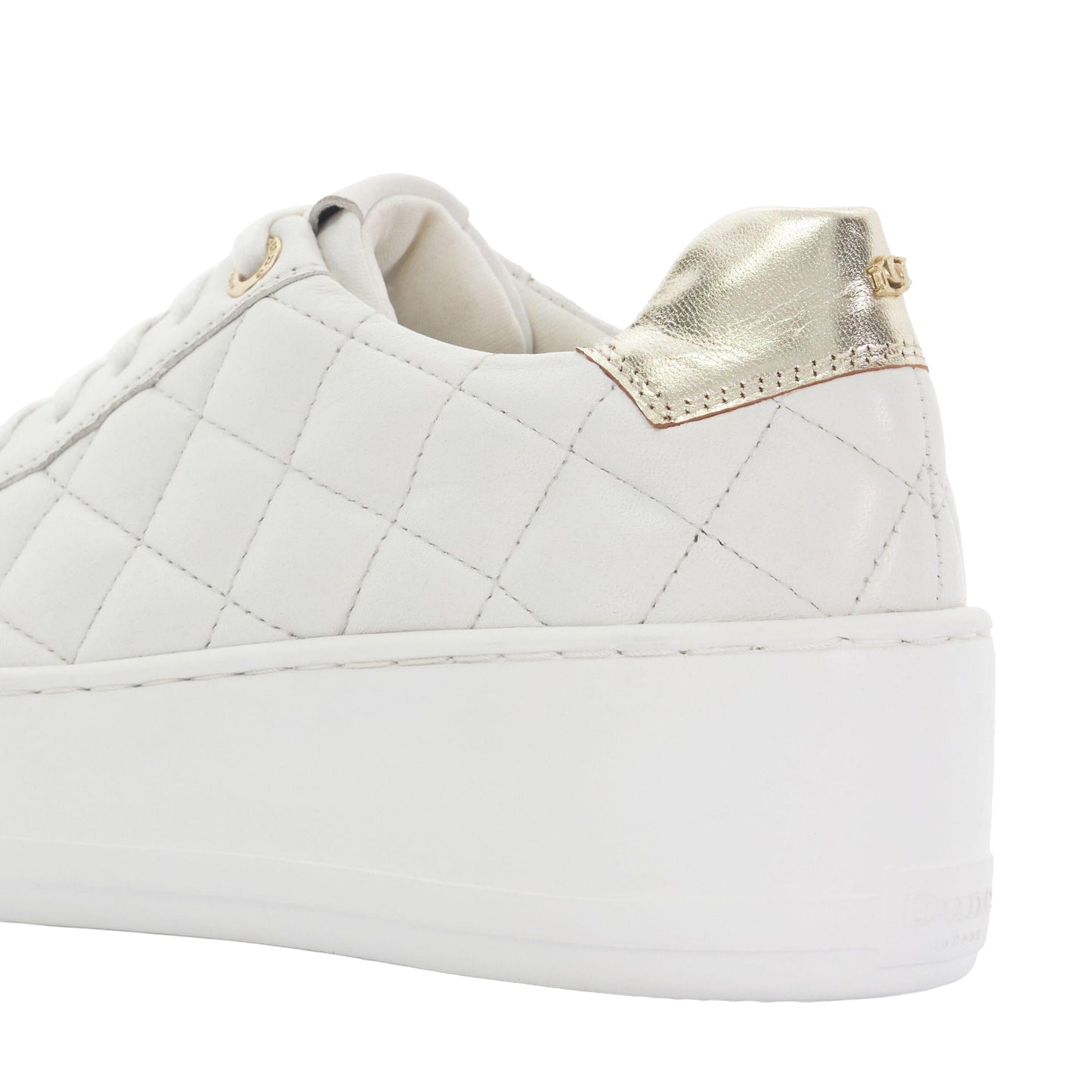 White - Lifestyle - Boss Womens-Ladies Elizas Quilted Leather Wedge Trainers