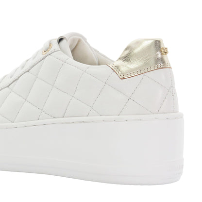 White - Lifestyle - Boss Womens-Ladies Elizas Quilted Leather Wedge Trainers