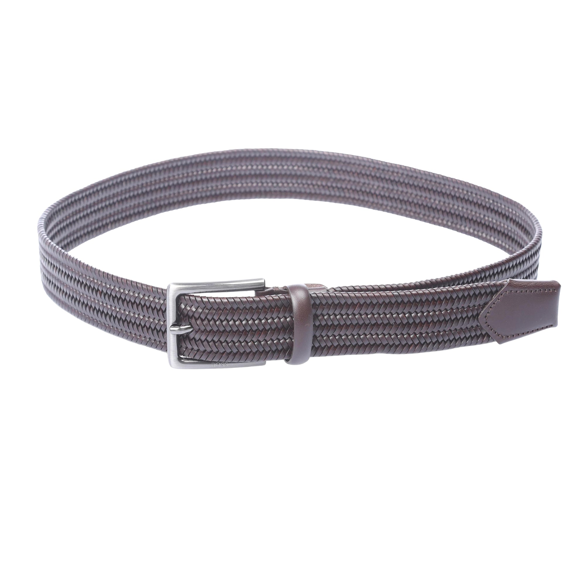 Dark Brown - Front - Boss Semyo Woven Leather Belt
