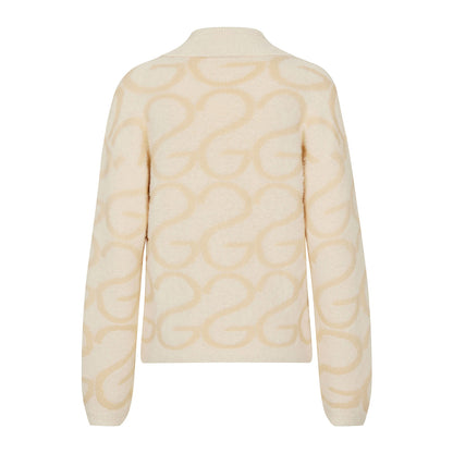 Off White - Back - Stine Goya Womens-Ladies Cropped Long-Sleeved Cardigan