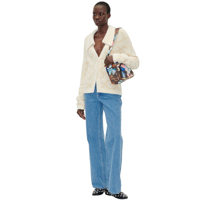 Off White - Side - Stine Goya Womens-Ladies Cropped Long-Sleeved Cardigan