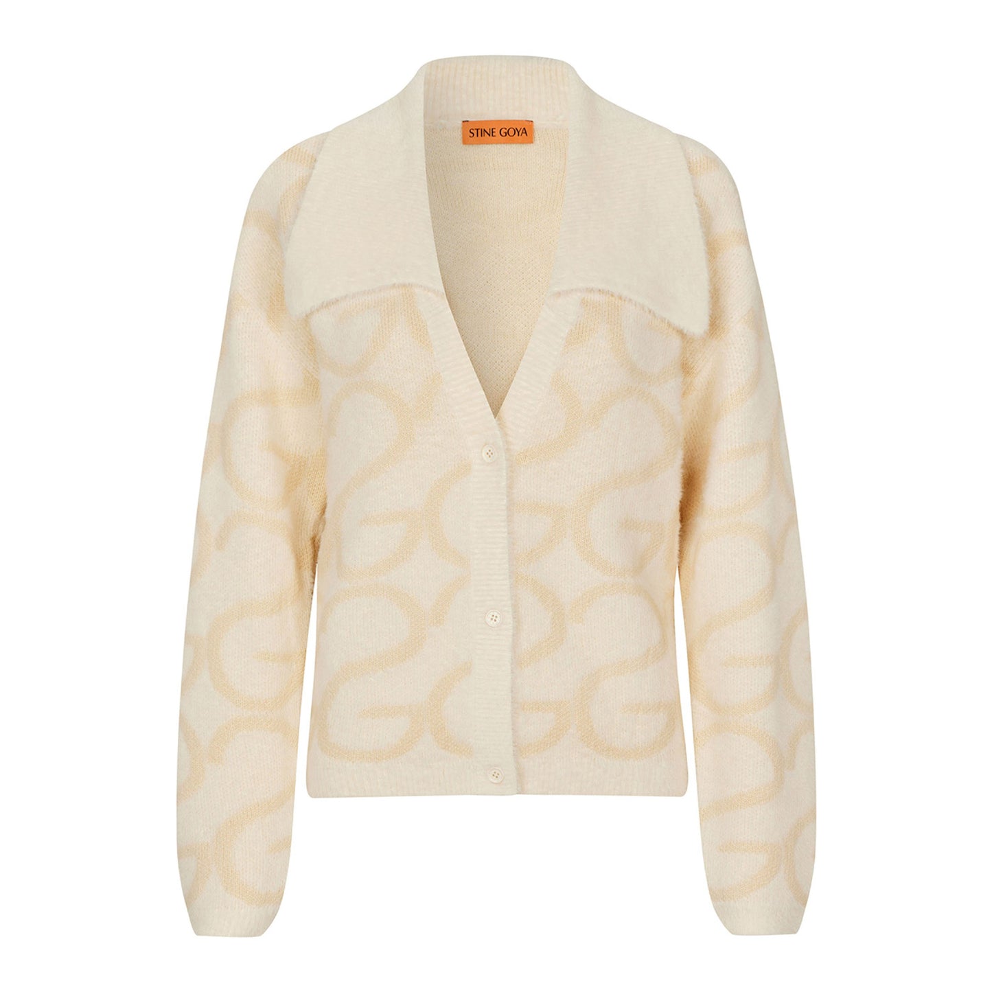 Off White - Front - Stine Goya Womens-Ladies Cropped Long-Sleeved Cardigan