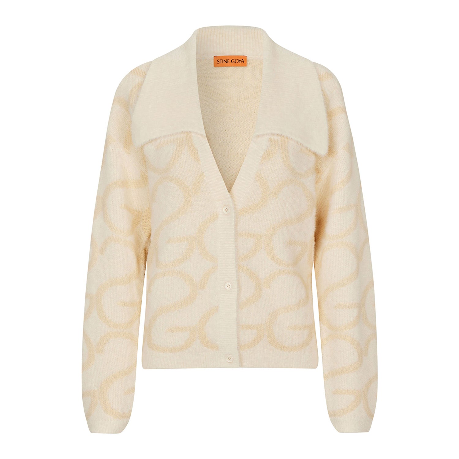 Off White - Front - Stine Goya Womens-Ladies Cropped Long-Sleeved Cardigan