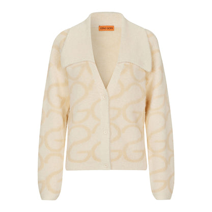 Off White - Front - Stine Goya Womens-Ladies Cropped Long-Sleeved Cardigan